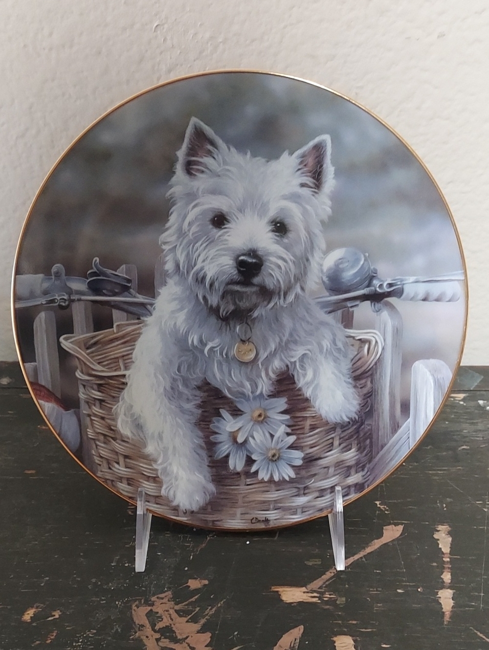 Danbury Mint "Hitching a Ride" West Highland Terrier Collector Plate by Paul Doy